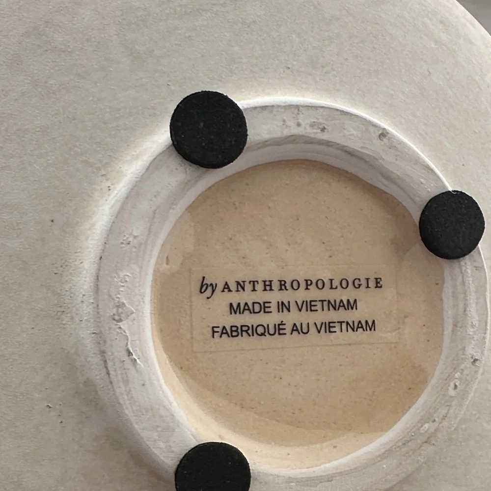 Anthropologie Cream Ceramic Pot with Wooden Handle - Picture 5 of 5